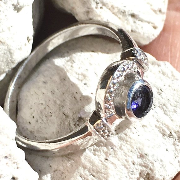 Natural Iolite Sterling Silver Ring Size 7 Genuine Gemstone - Picture 6 of 16